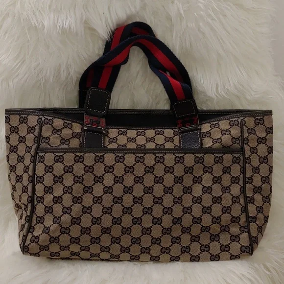 Authentic Gucci GG Monogram Supreme Sherry Web Pop Tote Bag - Picture 2 of 11